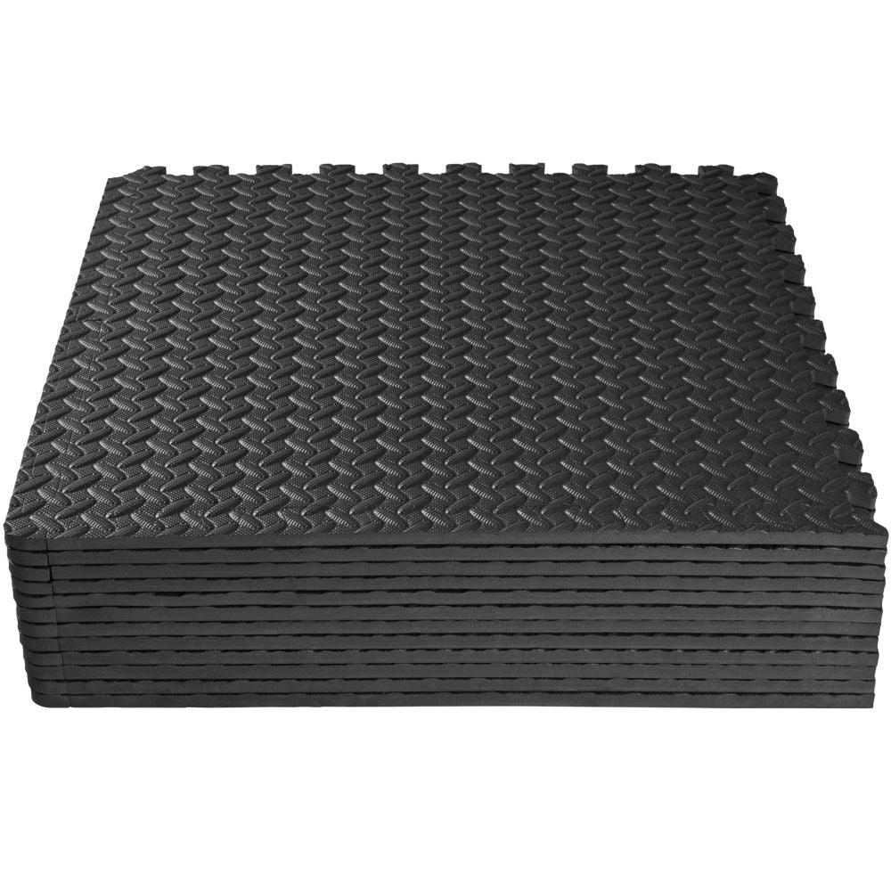 Ensemble de 12 dalles carrées eva tapis de sol sport noir 08_0000434 - Helloshop26