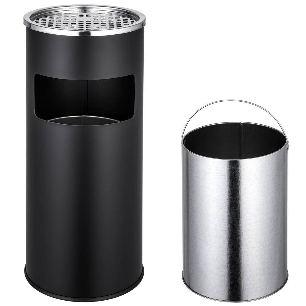 Cendrier extérieur design avec poubelle en acier inoxydable 30 litres noir 2008126 - Helloshop26