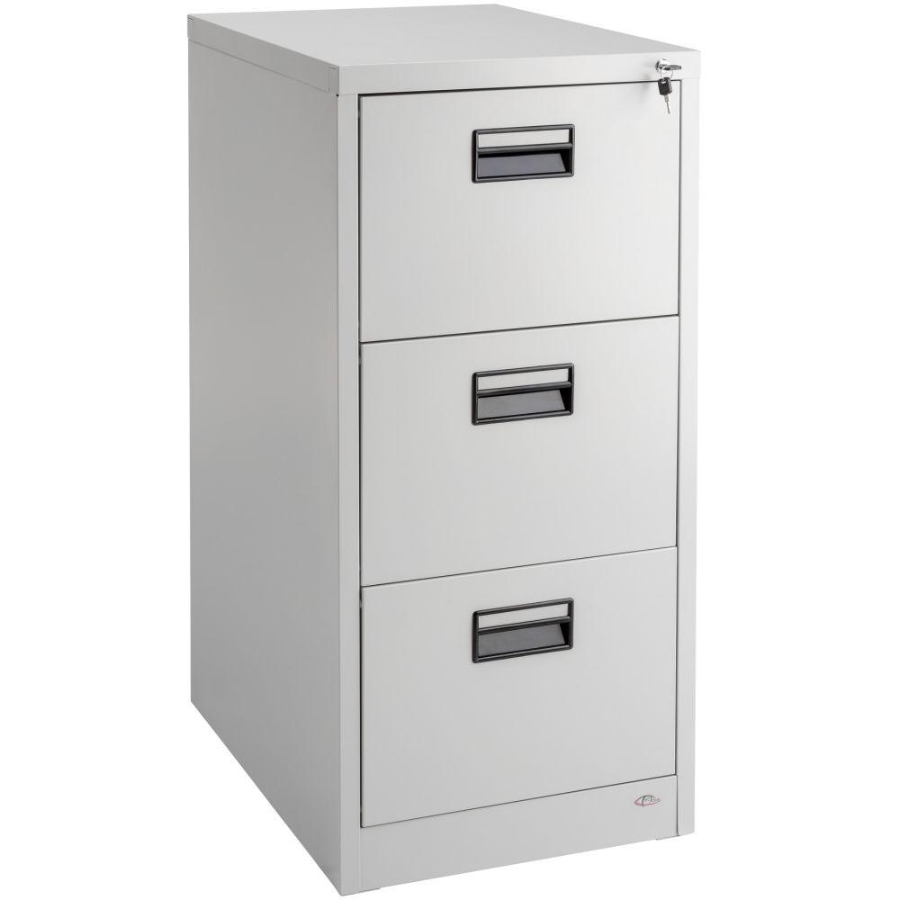 Armoire de bureau verrouillable étagère meuble 3 tiroirs gris 08_0000375 - Helloshop26