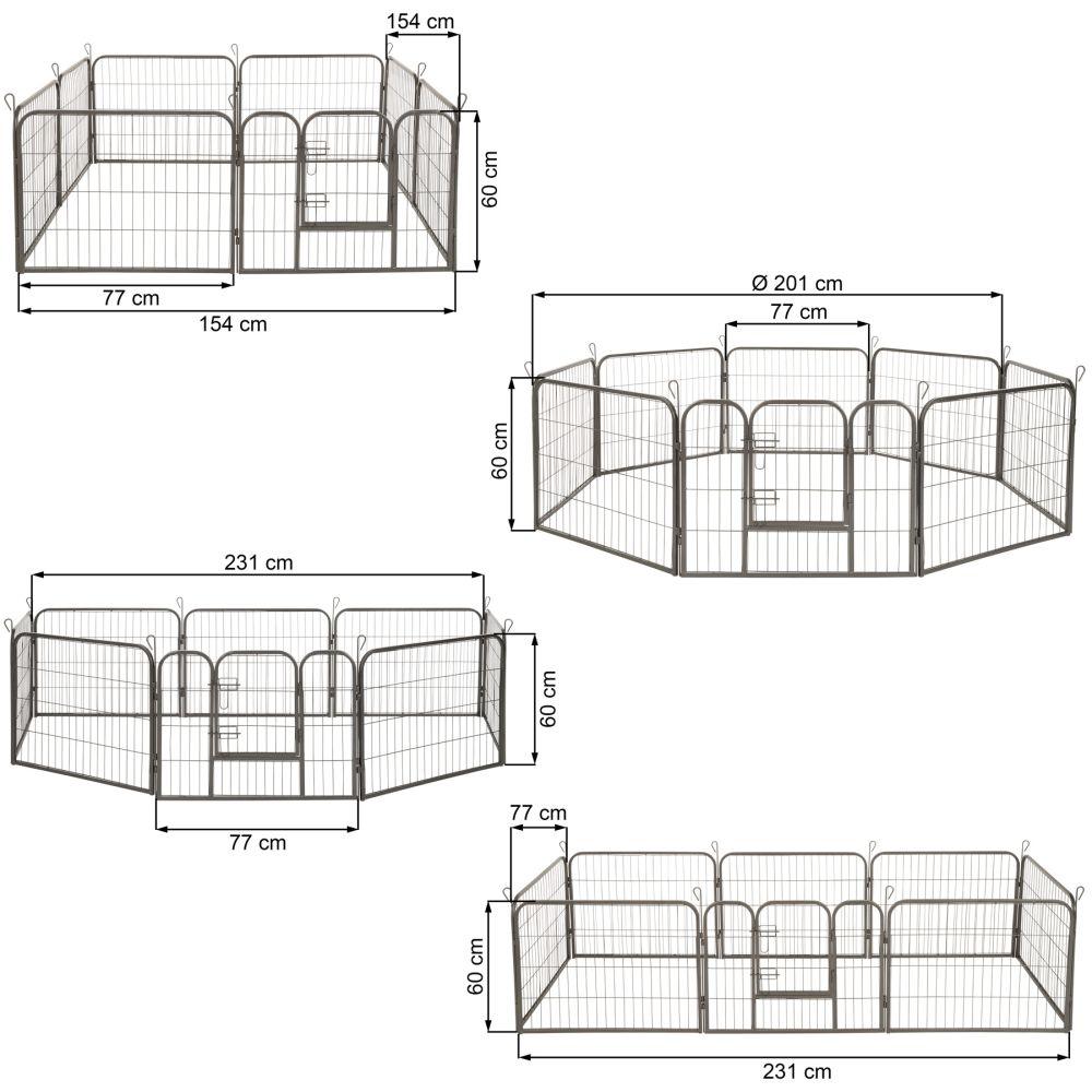 Enclos cage pour chien modulable 60 cm gris 3708149 - Helloshop26