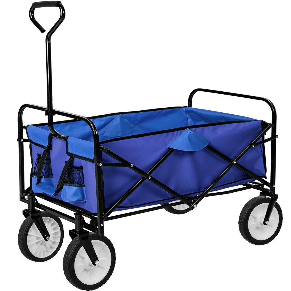 Chariot de jardin pliable 80 kg outils jardinage bleu 08_0000344 - Helloshop26