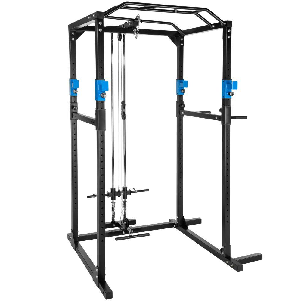 Cage de musculation acier rack de musculation station de fitness noir/bleu 08_0000428 - Helloshop26
