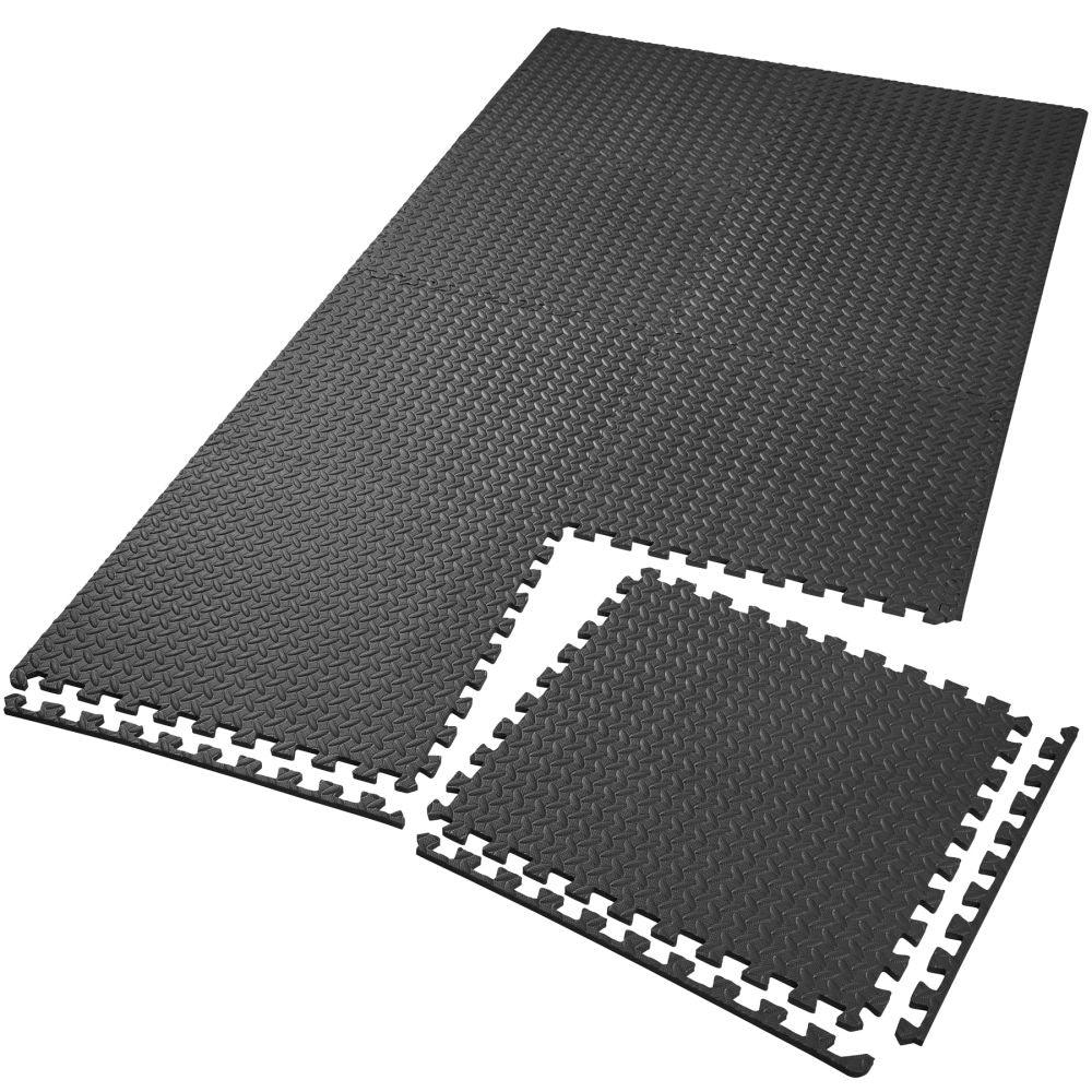 Ensemble de 8 dalles carrées eva tapis de sol sport noir 08_0000438 - Helloshop26