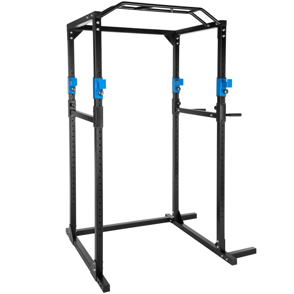 Cage de musculation acier rack station de fitness noir/bleu 08_0000430 - Helloshop26