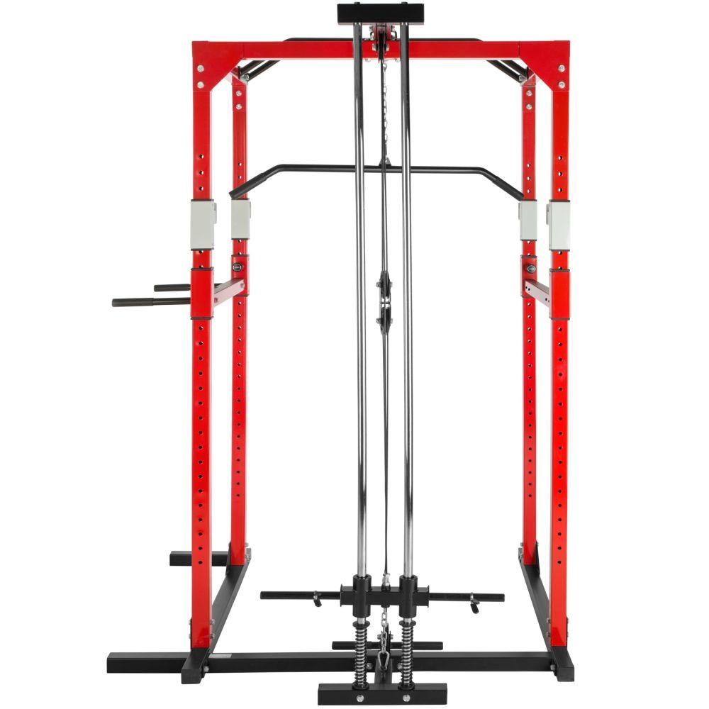 Cage de musculation acier rack de musculation station de fitness noir/rouge 08_0000429 - Helloshop26