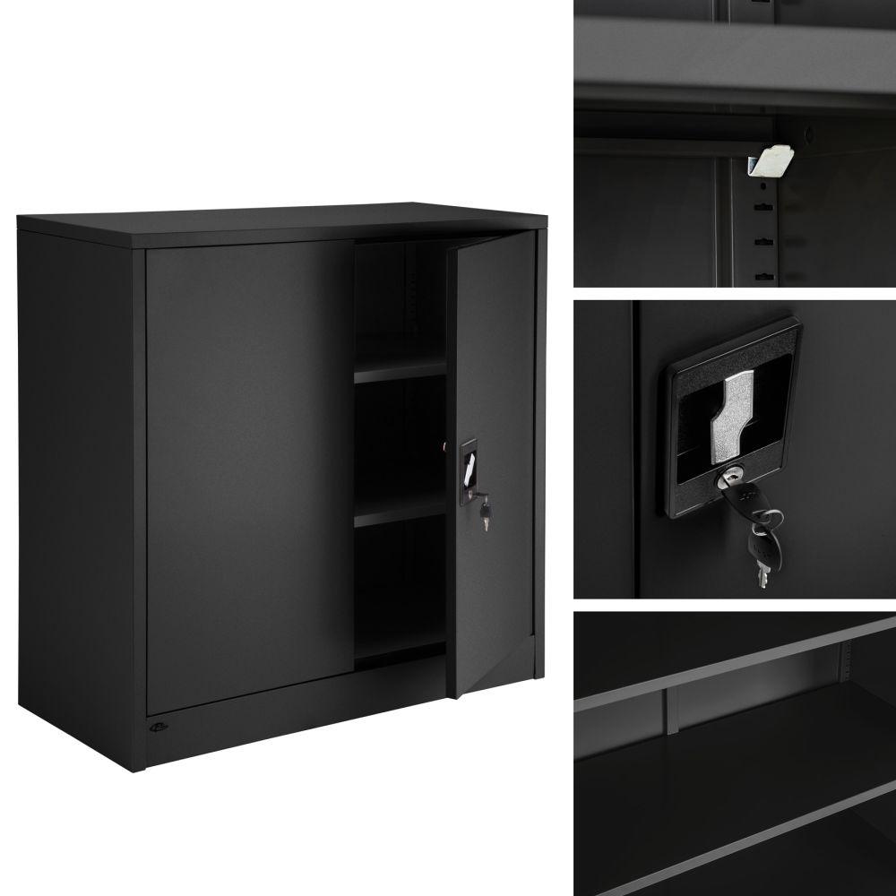 Armoire De Bureau Métal Verrouillable HOMCOM – 2 Portes, 2 étagères – 80 X 35 X 91 Cm – Blanche