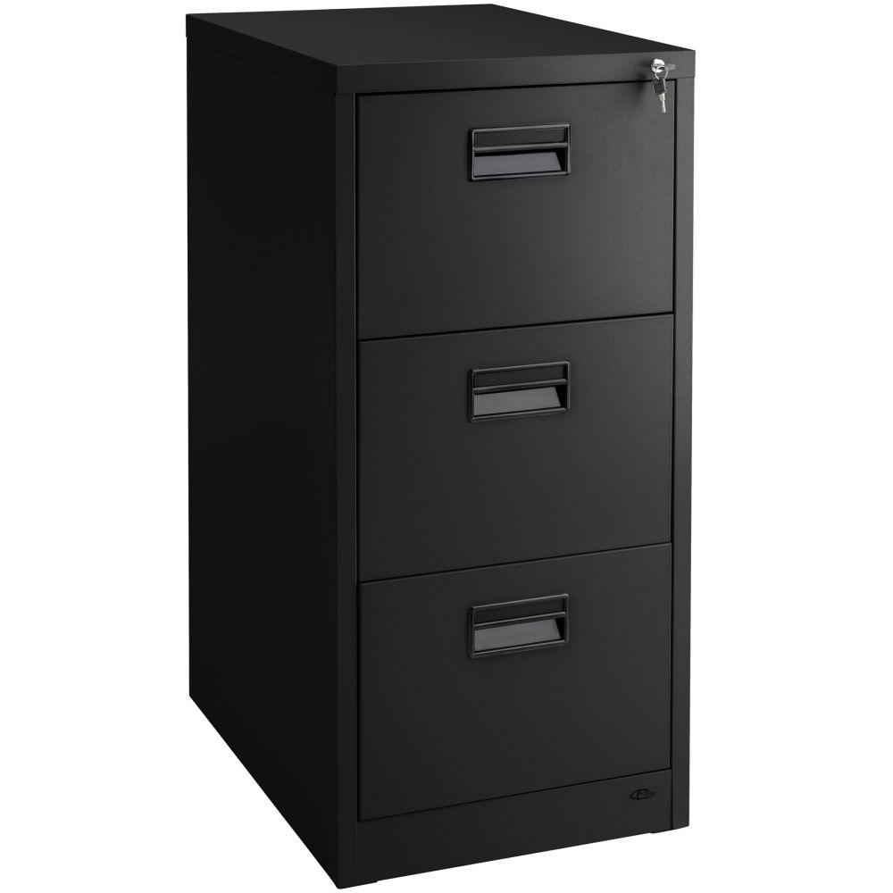 Armoire de bureau verrouillable  étagère meuble 3 tiroirs noir 08_0000376 - Helloshop26