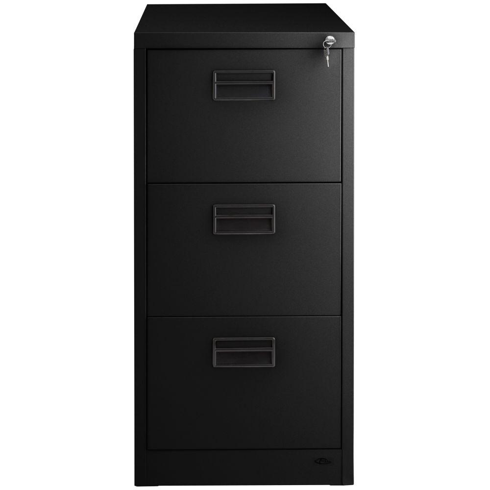 Armoire de bureau verrouillable  étagère meuble 3 tiroirs noir 08_0000376 - Helloshop26