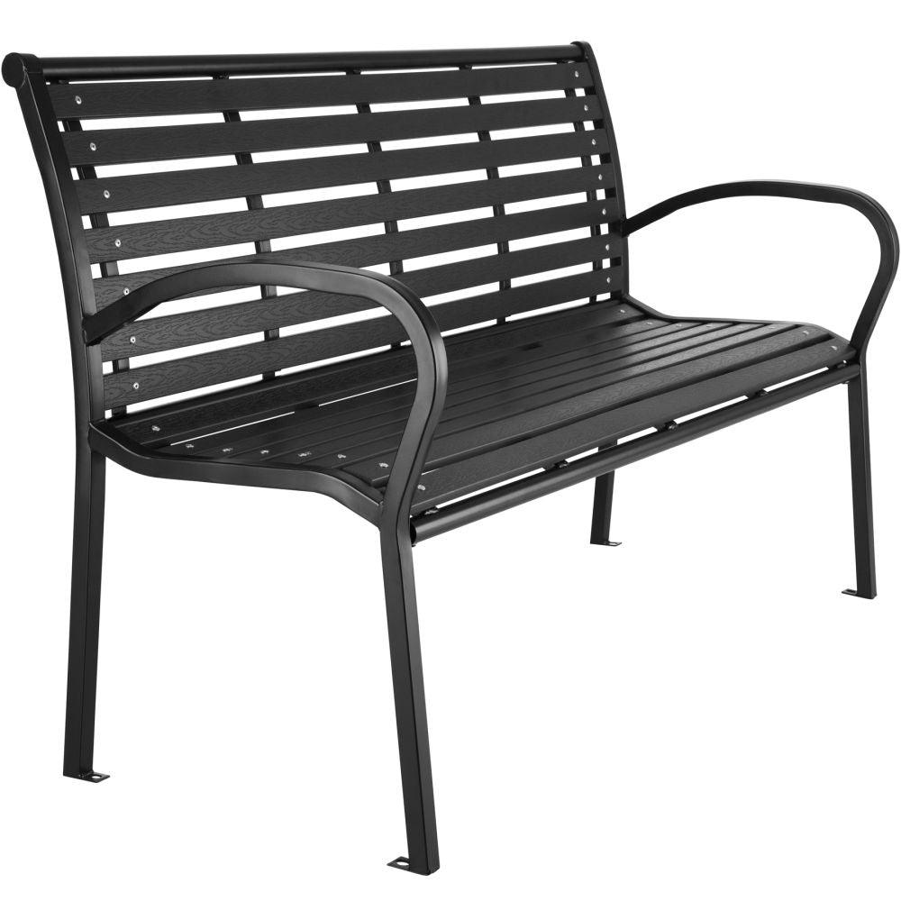 Banc de jardin meuble acier laqué 126 cm noir 2208150 - Helloshop26