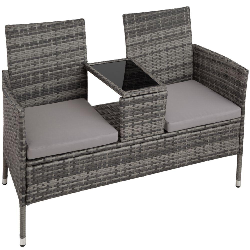 Canapé de jardin meuble 2 places gris 2208067 - Helloshop26