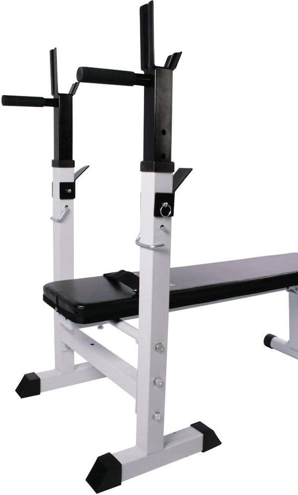 Banc de musculation avec support de barres pliable réglable charge max 200 kg banc de poids d'entraînement fitness 01_0000214 - Helloshop26