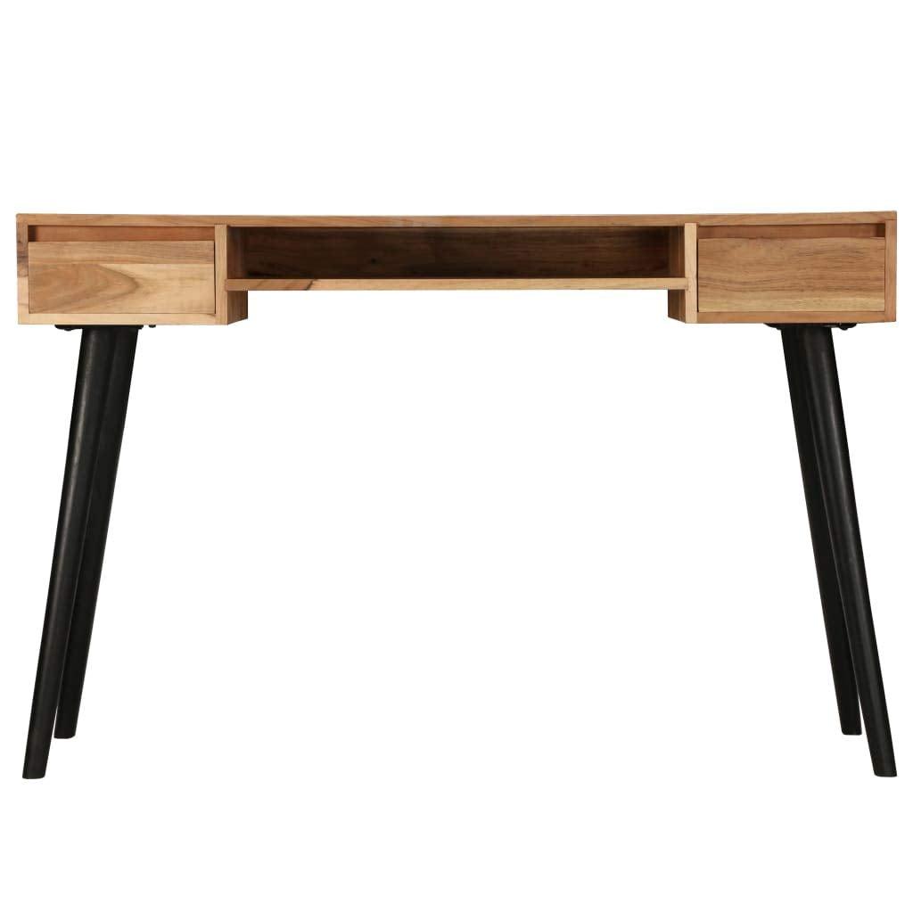 Bureau table meuble travail informatique à écrire bois d'acacia massif 118 cm 0502113 - Helloshop26