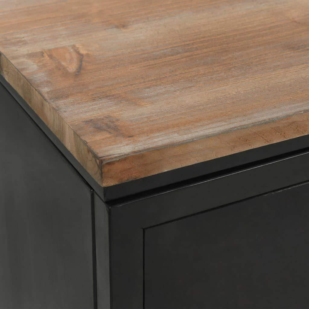 Bureau table meuble travail informatique à double piédestal bois de sapin et acier 120 cm 0502119 - Helloshop26