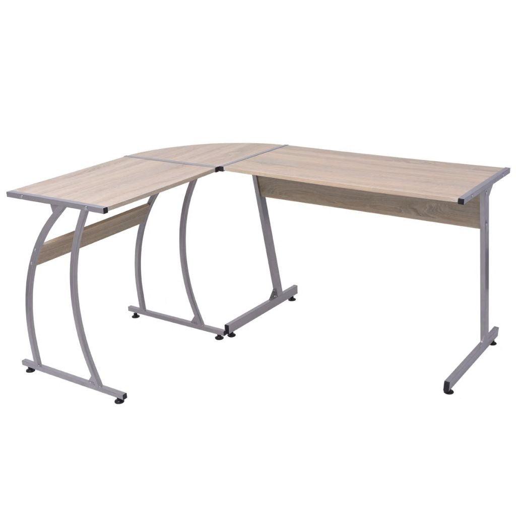 Bureau table meuble travail informatique coin en forme de l chêne 0502063 - Helloshop26