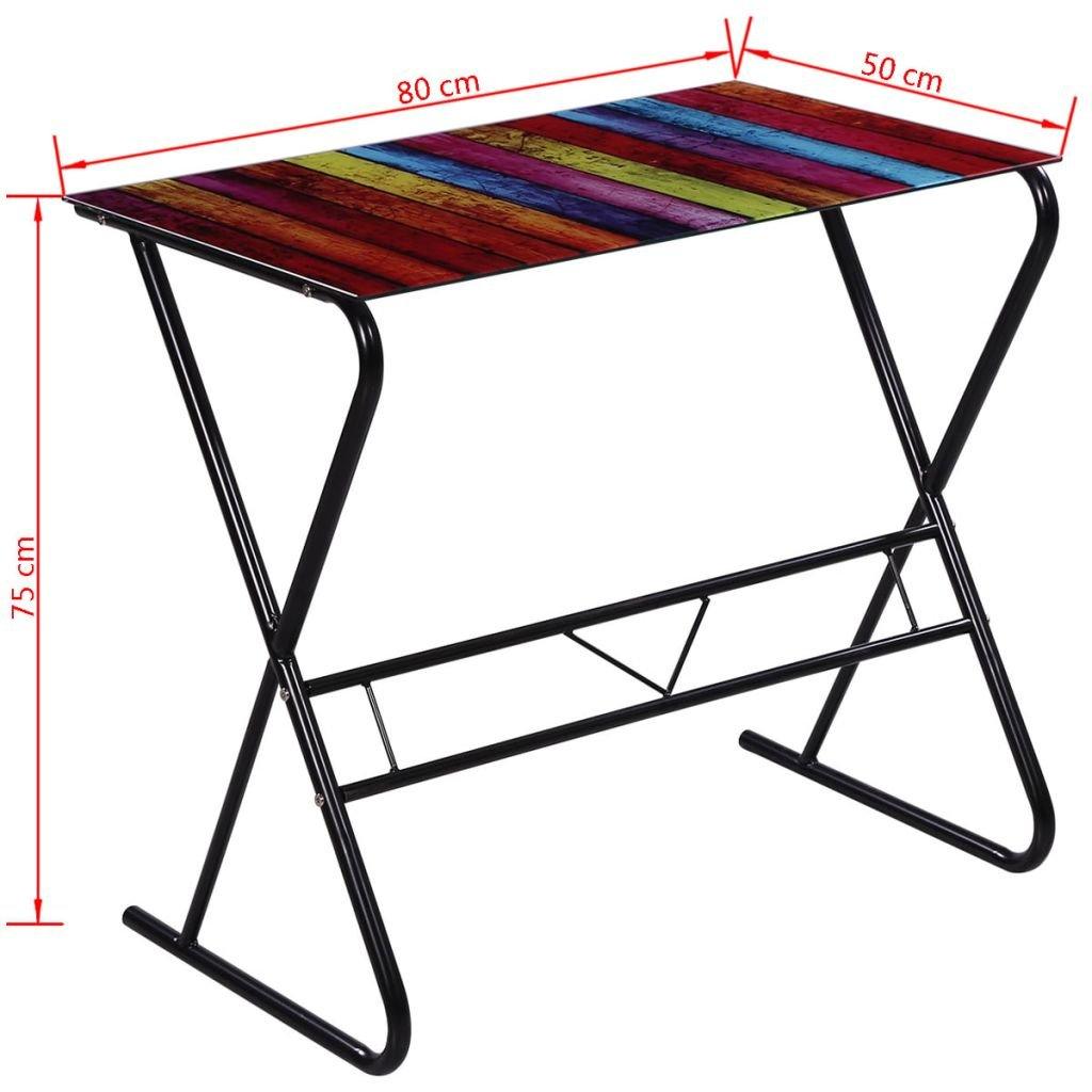 Bureau table meuble travail informatique en verre à motif d'arc-en-ciel 0502065 - Helloshop26