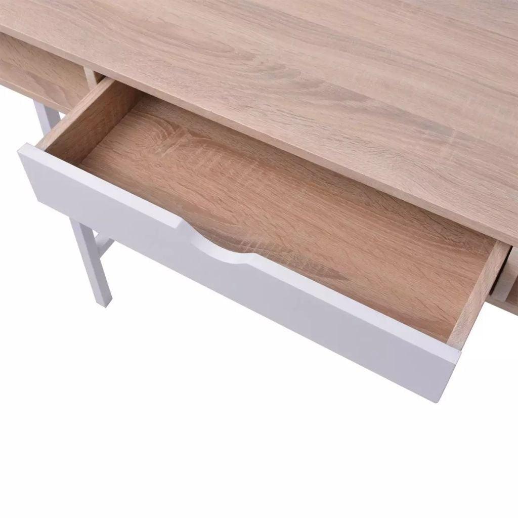 Bureau table meuble travail informatique bureau avec 1 tiroir chêne et blanc 0502072 - Helloshop26
