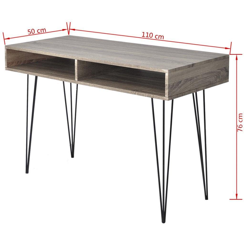 Bureau table meuble travail informatique avec 2 compartiments gris 0502061/2 - Helloshop26