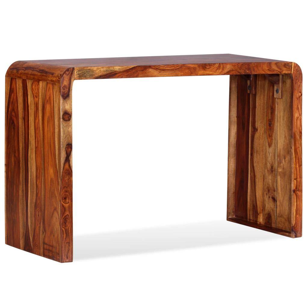 Bureau table meuble travail informatique bois massif de sesham marron 0502125 - Helloshop26