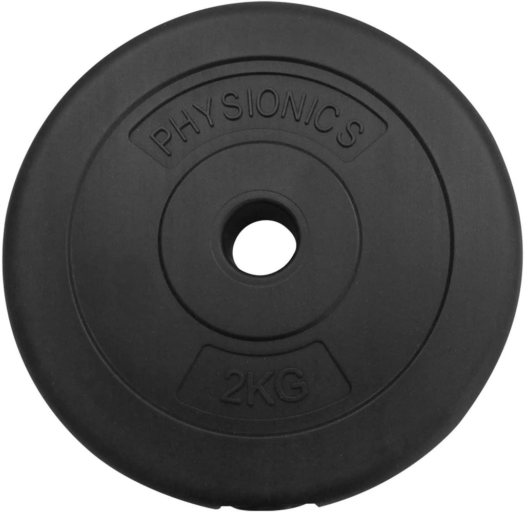 Disques de poids set de 2 x 2 kg diamètre 27 mm avec revêtement en plastique plaques de poids pour haltères fitness musculation 01_0000431 - Helloshop26