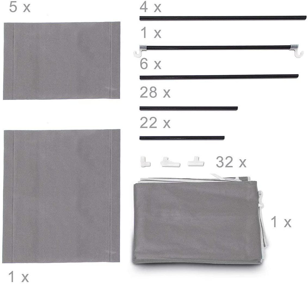 Armoire pliante avec housse penderie avec revêtement en tissu gris 13_0000290 - Helloshop26
