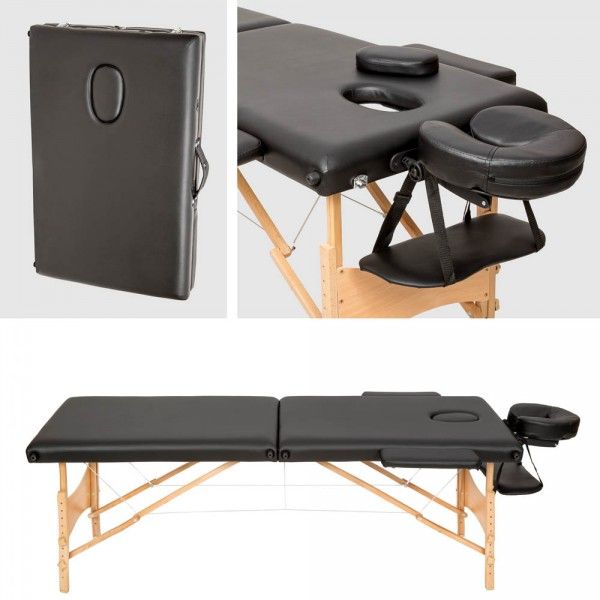 Table de massage noire 2 zones avec sac de transport 2008051