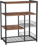 Étagère cuisine rangement four micro onde style industriel marron et noir 12_0000547