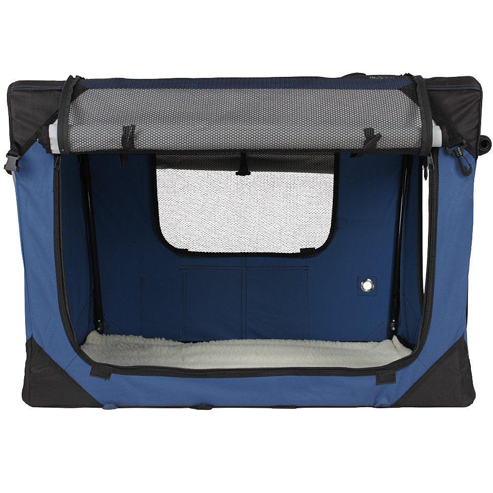 Cage boîte de transport pour chien tissu bleu et noir 81,3/58,4/58,4 cm  3701075 - Helloshop26