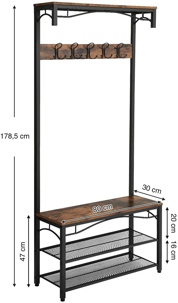 Grand Portemanteau Vasagle Avec Étagère à Chaussures 3 Niveaux – Gris (Greige) Métal Rigide