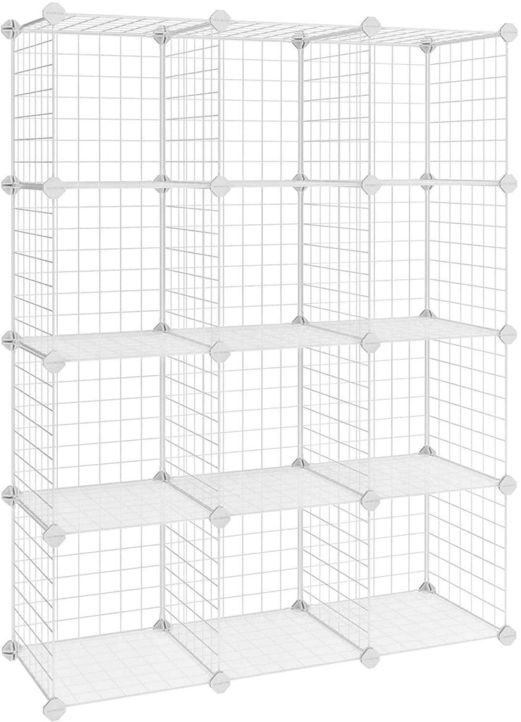 Armoire de rangement meuble modulable grille 12 casiers blanc 12_0000700 - Helloshop26