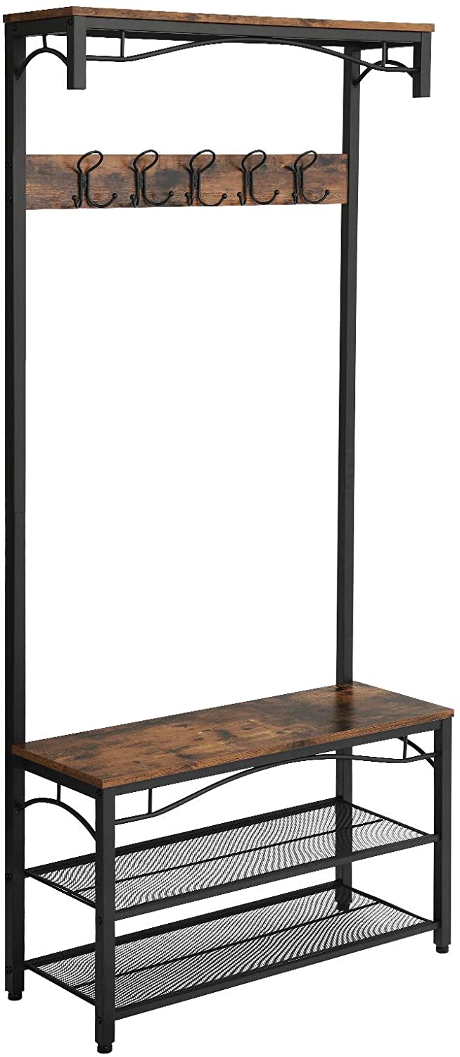 Genérico Porte-manteau Et étagère à Chaussures Multifonction Noir 4