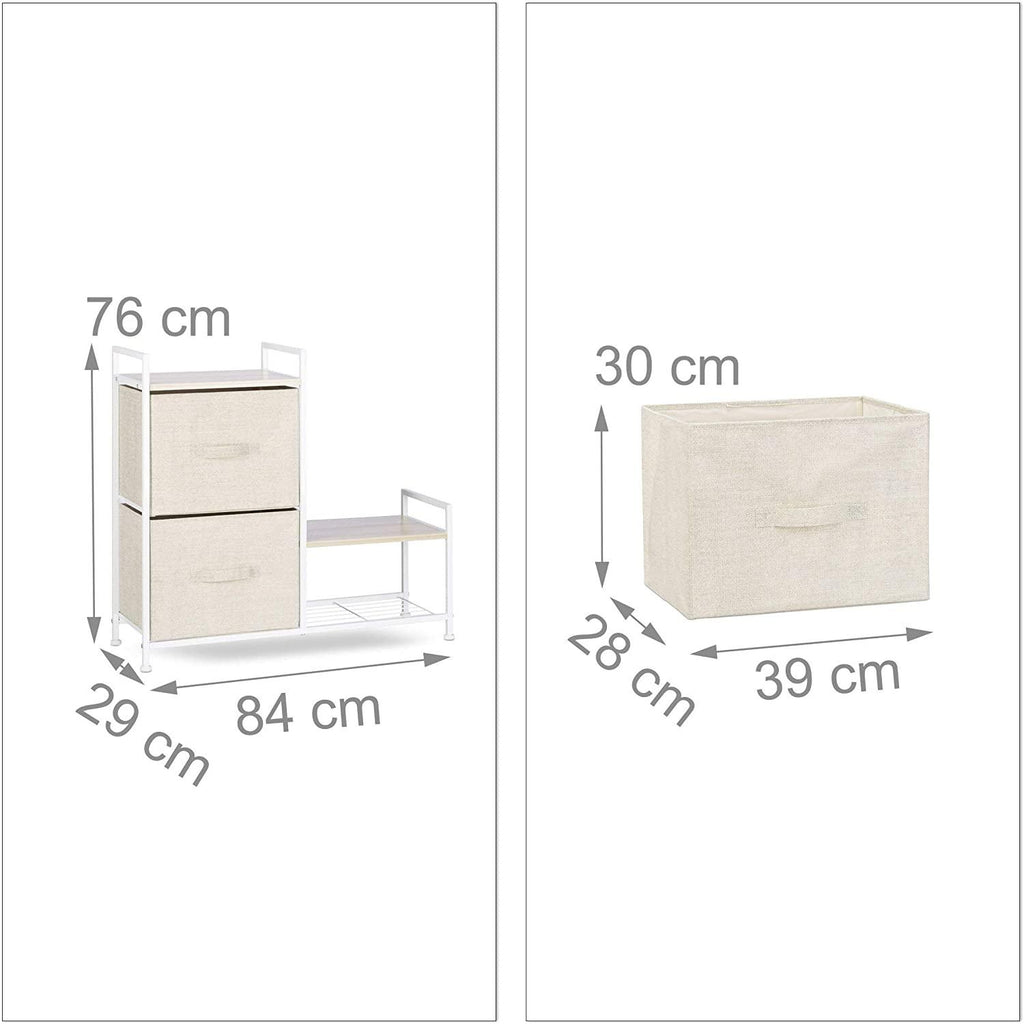 Commode meuble de rangement étagère avec tiroirs tissu beige 13_0002582_4 - Helloshop26