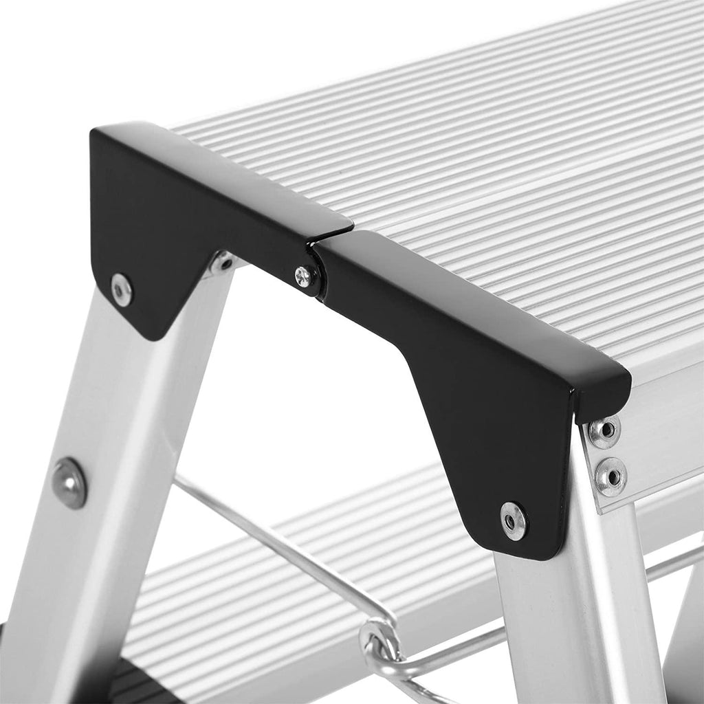 Échelle domestique pliable escabeau marchepied 3 niveaux en alu antidérapant capacité de charge 150 kg conforme aux normes 12_0000480 - Helloshop26