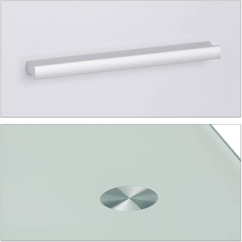 Bureau moderne avec plaque de verre tiroir latéral pour chambre d’ado 110 cm blanc 13_0000560 - Helloshop26