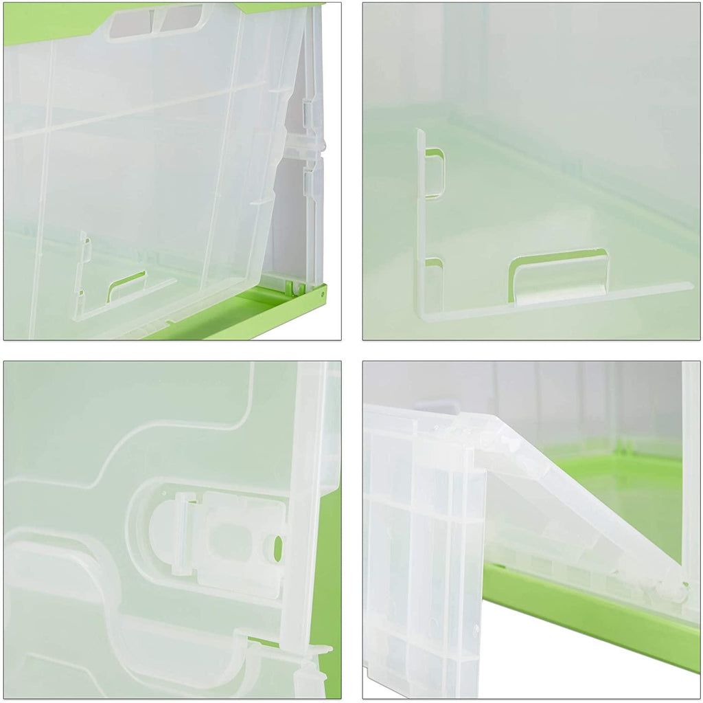 Boîte pliable couvercle caisse de rangement plastique coffre transport 60 litres vert 13_0000480 - Helloshop26