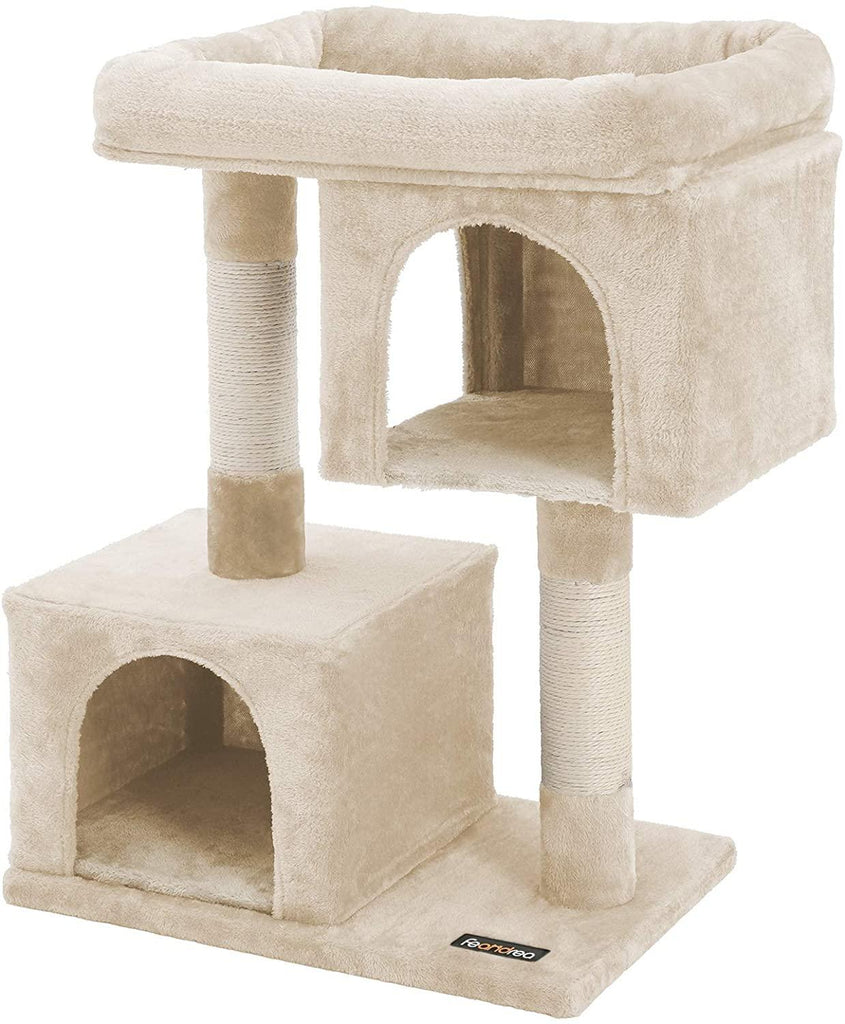 Arbre à chat colonne en sisal pour aiguiser les griffes 2 niches luxueuses maison de jeu meubles pour chatons chats et félins couleur beige 12_0000156 - Helloshop26