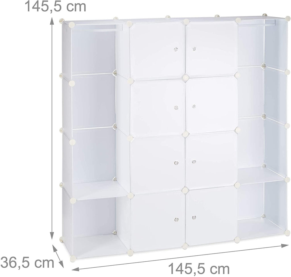 Armoire de rangement en plastique meuble penderie étagère avec portes et tringle 145 cm blanc 13_0001961_2 - Helloshop26