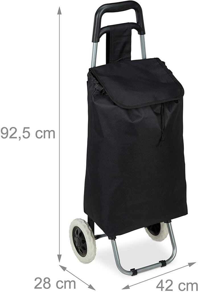 Chariot de courses pliable sac amovible 28 litres caddie pour achats roulettes noir 13_0000707_3 - Helloshop26