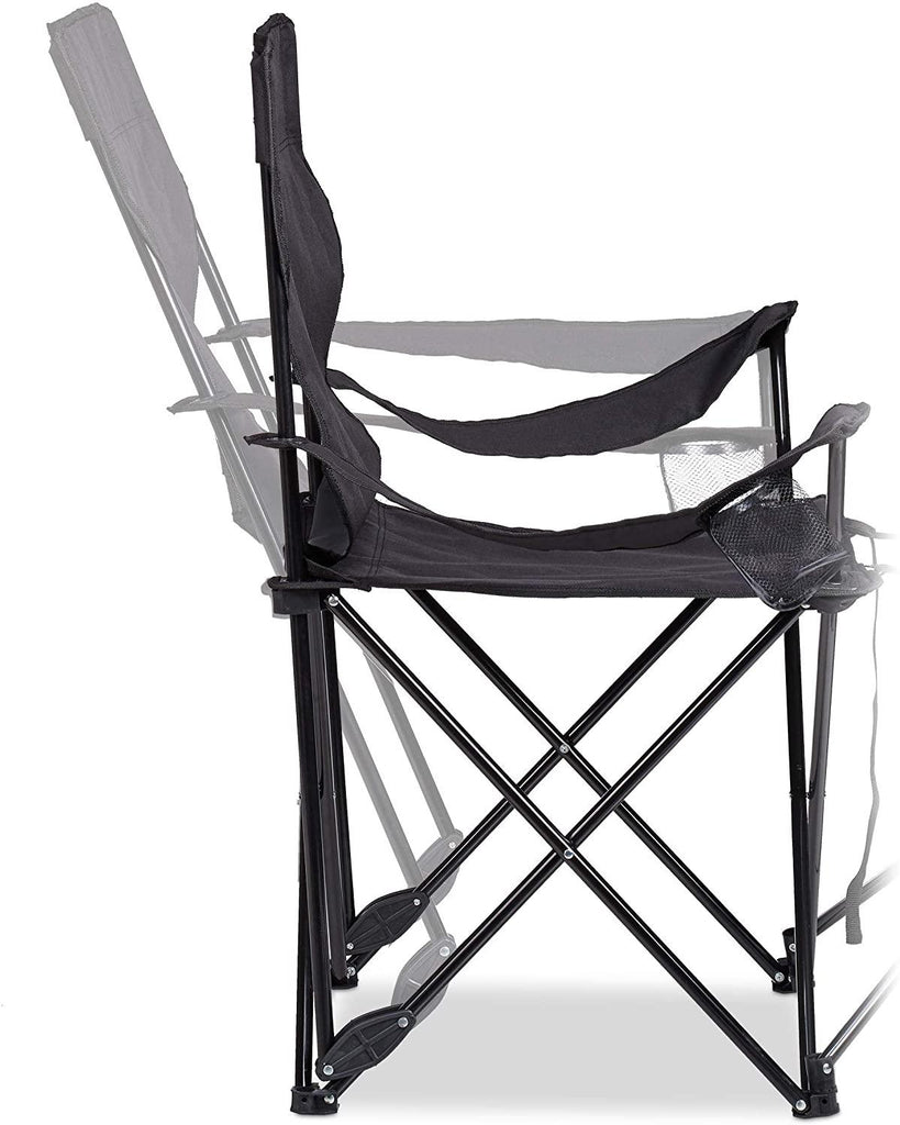 Chaise de camping pliante fauteuil pliable pêche repose-pieds noir 13_0000673 - Helloshop26