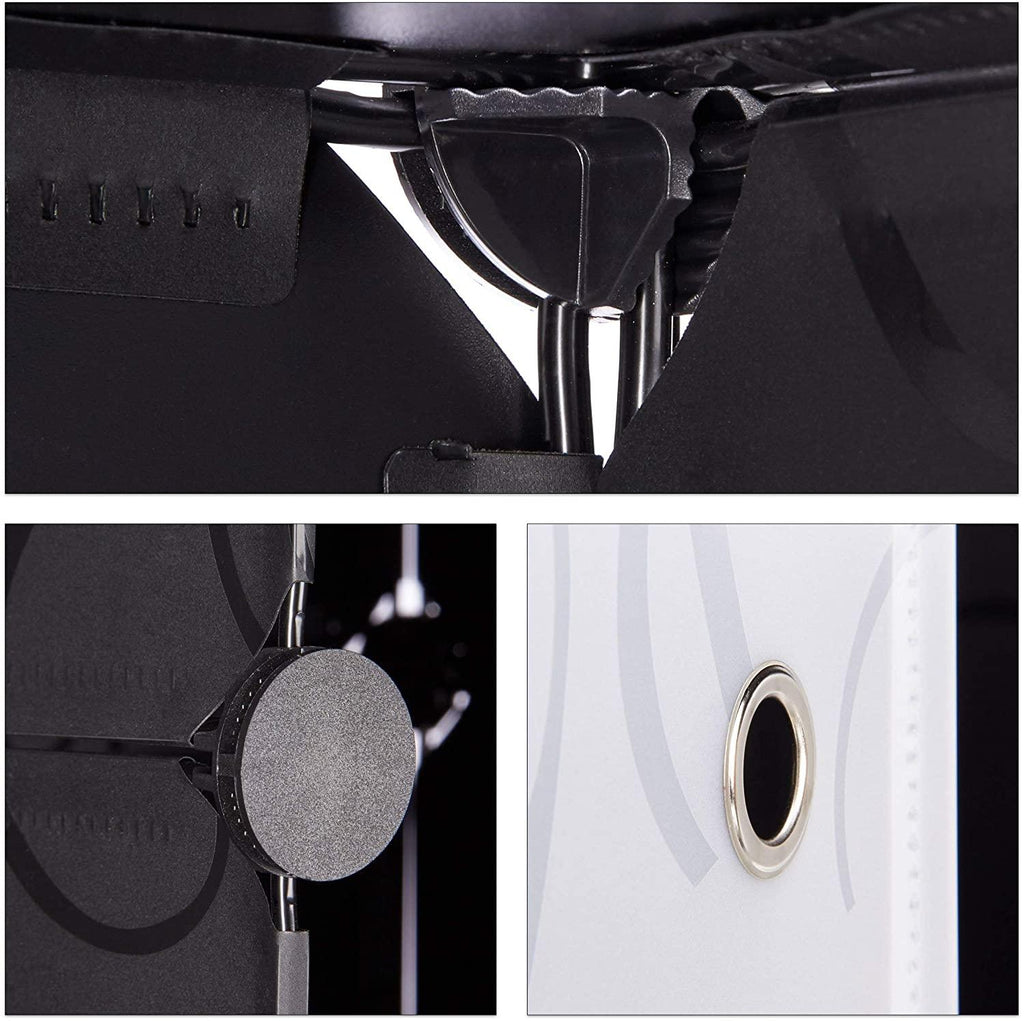 Armoire de rangement en plastique meuble penderie étagère avec portes et tringle 145 cm noir 13_0001961_3 - Helloshop26