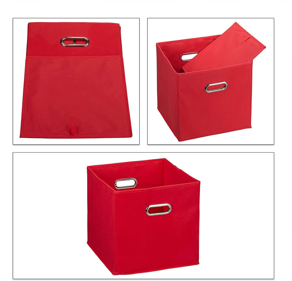 Boîte de rangement en tissu en lot de 2 rouge 13_0000486_2 - Helloshop26