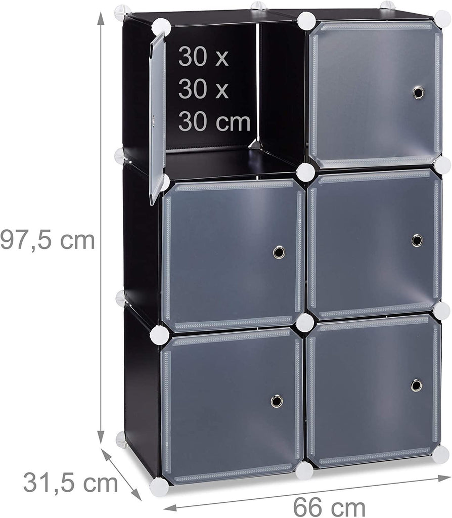 Armoire étagère de rangement meuble avec 6 portes noir 13_0002585_3 - Helloshop26