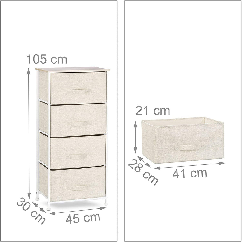 Commode meuble de rangement étagère avec tiroirs tissu beige 13_0002582_3 - Helloshop26