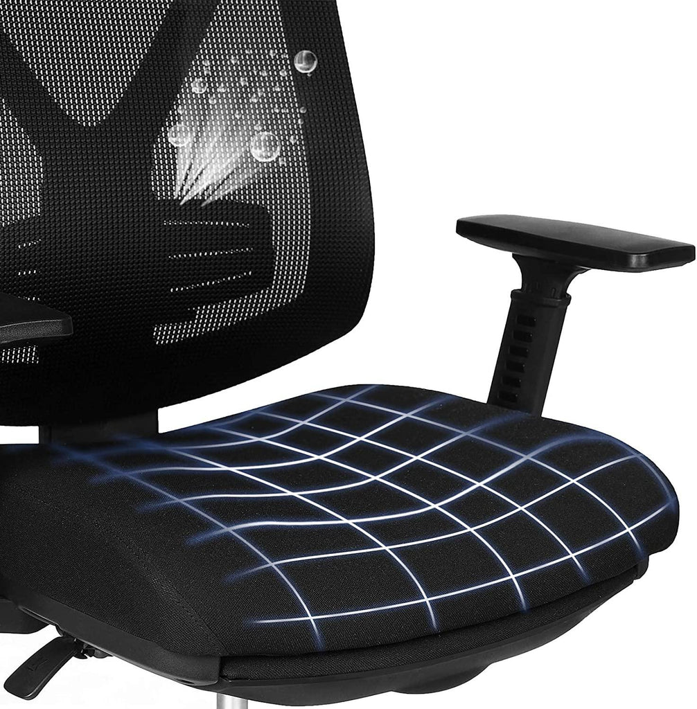Chaise de bureau avec repose pied fauteuil de bureau ergonomique en filet mécanisme basculant (90-135°) charge max. 150 kg noir 12_0000410 - Helloshop26