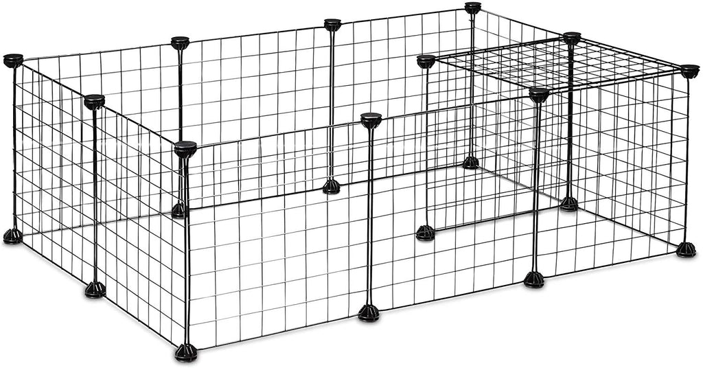 Enclos pour petits animaux domestiques parc extensible cage grille clapier grillage pack de 12 noir 13_0000964_2 - Helloshop26