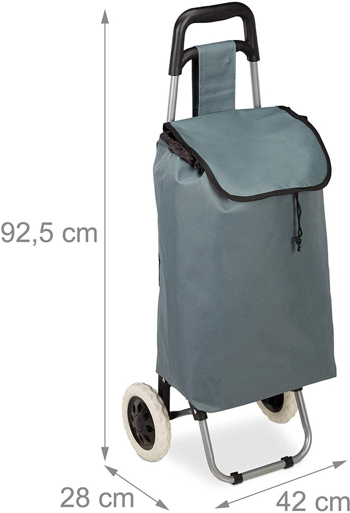 Chariot de courses pliable sac amovible 28 litres caddie pour achats roulettes gris 13_0000707 - Helloshop26