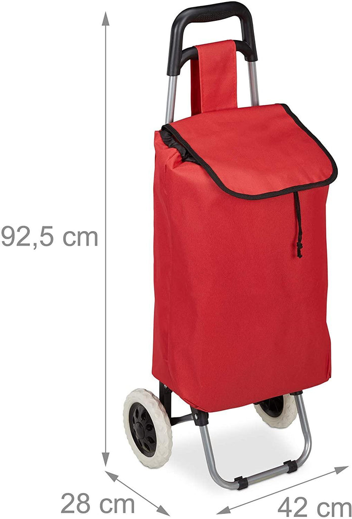 Chariot de courses pliable sac amovible 28 litres caddie pour achats roulettes rouge 13_0000707_2 - Helloshop26