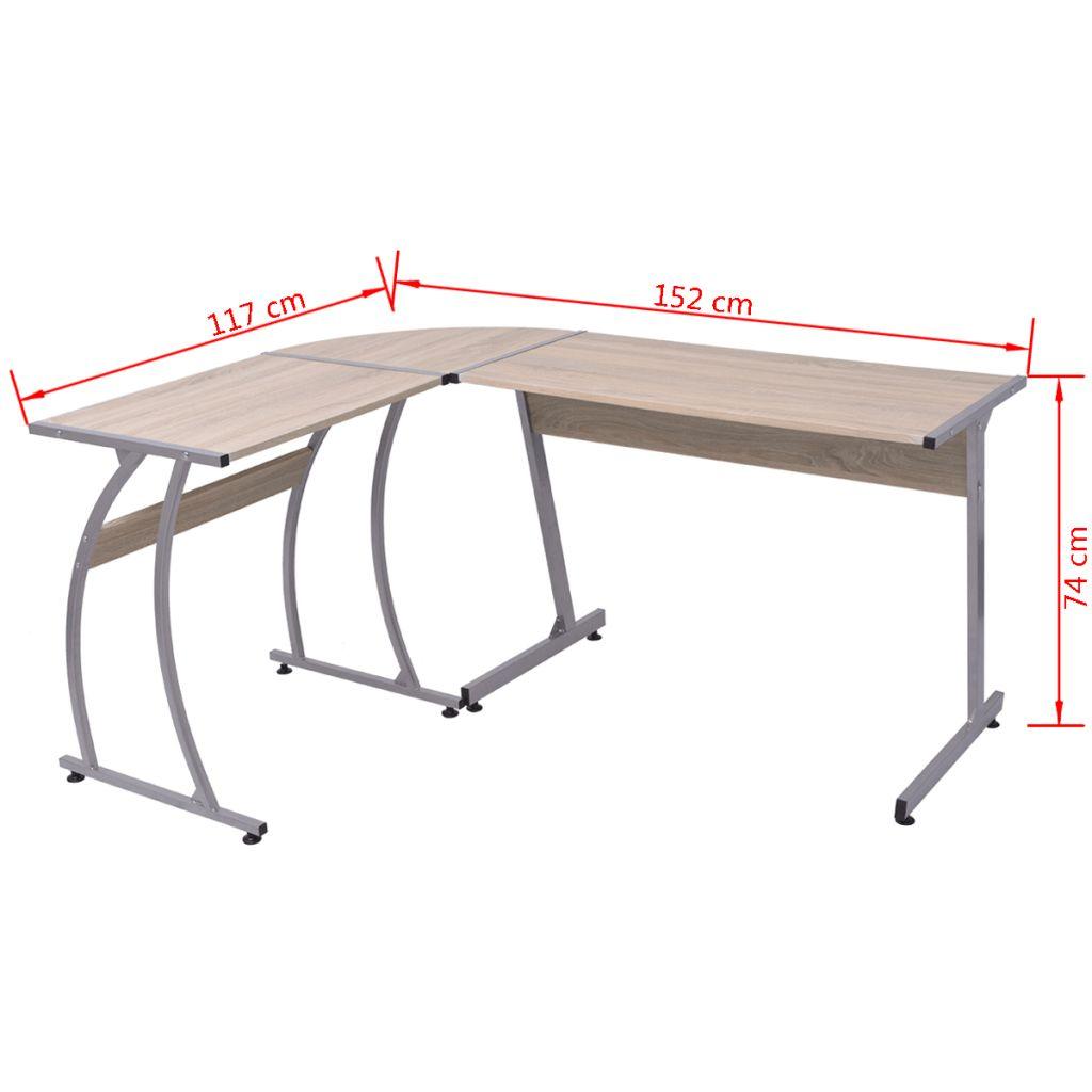 Bureau table meuble travail informatique coin en forme de l chêne 0502063 - Helloshop26