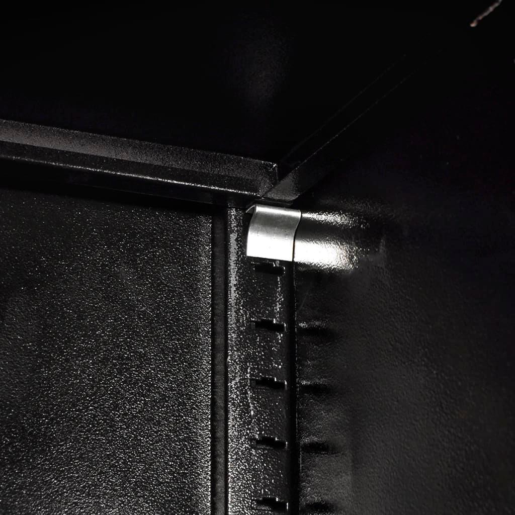 Armoire à outils avec 2 portes acier noir et rouge 180 cm coffre à outils 02_0003802 - Helloshop26