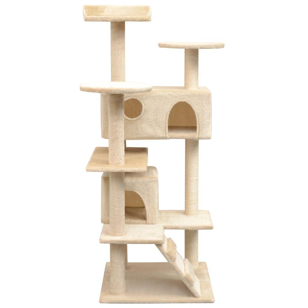 Arbre à chat griffoir grattoir niche jouet animaux peluché en sisal 125 cm beige 3702273 - Helloshop26