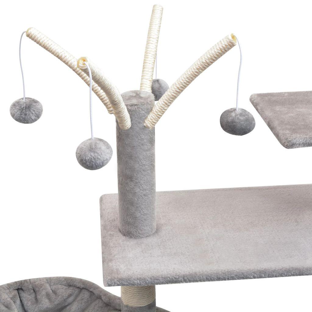 Arbre à chat griffoir grattoir niche jouet animaux peluché en sisal 125 cm gris 3702185 - Helloshop26